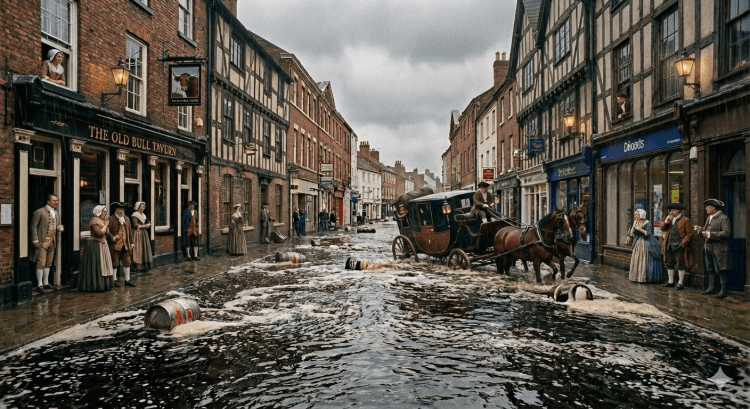 Een vloedgolf van bier door de straten van&nbsp;Londen.